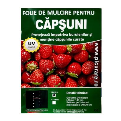 Folie neagra pentru capsuni 140 cm x 50 m (30 microni)