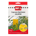 Capcane lipicioase galbene MAT - set 10 placi, Musculita alba, Afide, Purici, Acarieni, Fluturi de sera